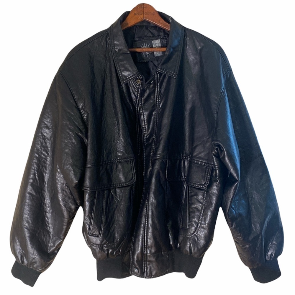 GV Handmade In Italy Faux Leather Bomber Jacket